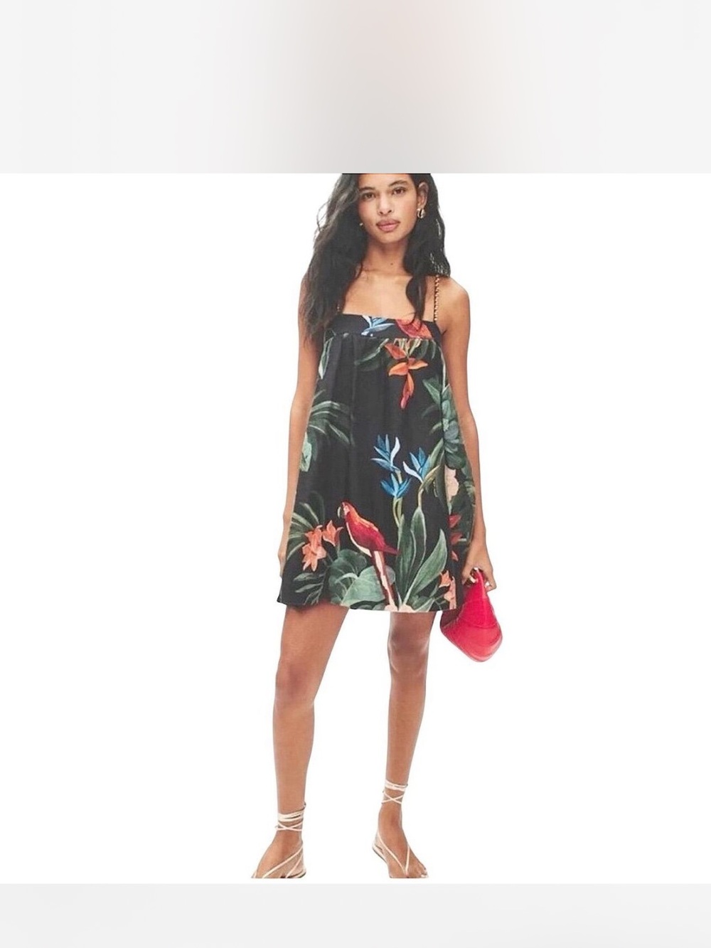 Farm Rio Black Tropical Print Dress